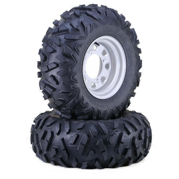 WANDA ATV Tire & wheel 25x10-12 6-Ply P3501 on 4-156 PCD 4 3 Silver Wheel, SET 2