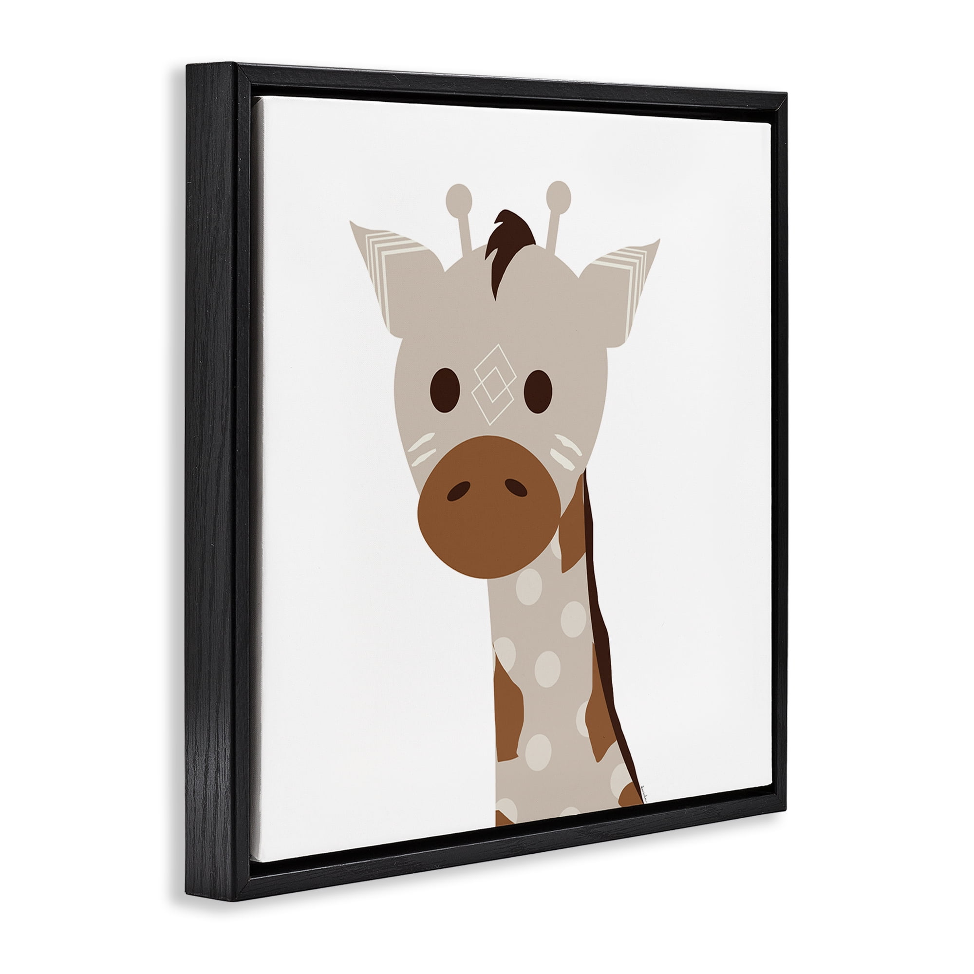 Stupell Industries Neutral Tone Giraffe Animals Painting Black Floater Framed Canvas Art Print Wall Art, 18 x 18