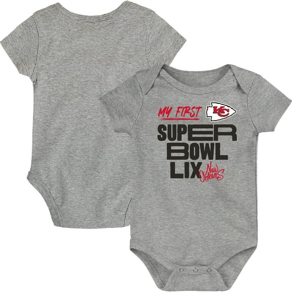 Newborn Heather Gray Kansas City Chiefs Super Bowl LIX My First Super Bowl Bodysuit