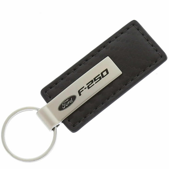 AutoGold Ford F-250 F250 Gun Metal CF Carbon Fiber Leather Logo Key Chain Ring Tag Fob KC1559.F25