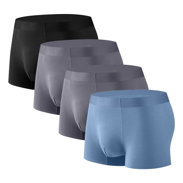 Weiqiqre Boxer Briefs for Men Comfortable Modal, Breathable Stretch Pouch Boxer Briefs for Men 4 Pack
