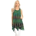 thumbnail image 5 of Sakkas Priya Sleeveless Tie Dye Handkerchief Hem Tunic with Smocked Racerback - Green - One Size Regular, 5 of 5
