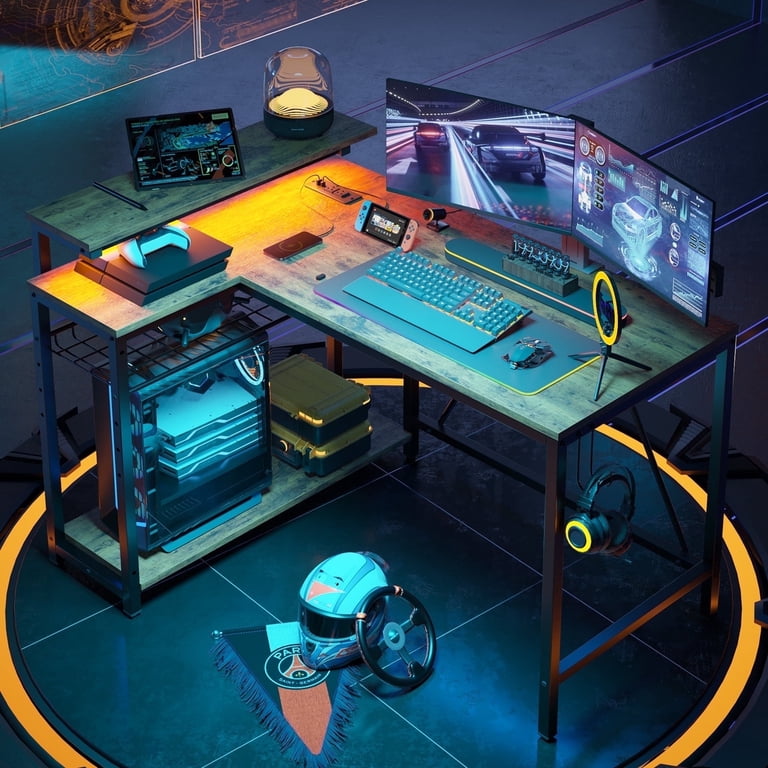 RSPGAME 42 Inch L-Shaped Gaming Desk with LED Lights photo 8