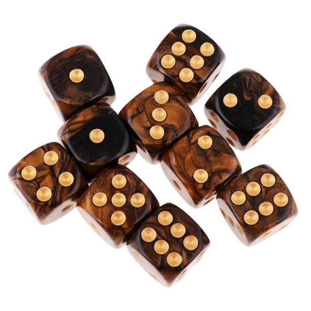 Dados de Juego de 6 Lados Sunnimix 16 mm Negro + Dorado