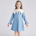 thumbnail image 2 of CPNG Girls Summer Dresses Ruffle Sleeve A-Lined Dress Bow Peter Pan Collar Long Sleeve Sleeveless Button Decor Dress, 2 of 9