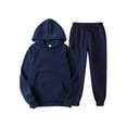 thumbnail image 1 of Innerwin Hoodies And Sweatpant Set Solid Color Mens Tracksuit Winter Hooded Warm 2 Piece Hoodie Navy Blue XS, 1 of 2