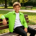 thumbnail image 6 of FSYBOA Boys Lightweight Jackets, Windproof Long Sleeve Casual Collared Kids Fall Outerwear Green Size 16-17T, 6 of 8