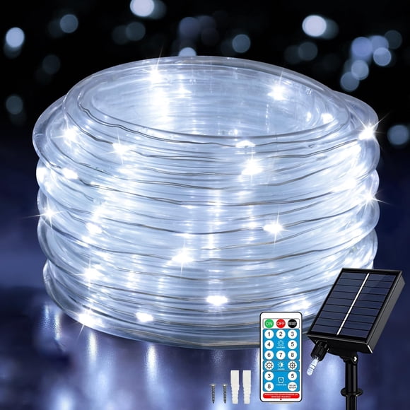Luces solares tipo cuerda ANJAYLIA, 20 m, 200 LED, control remoto a prueba de agua