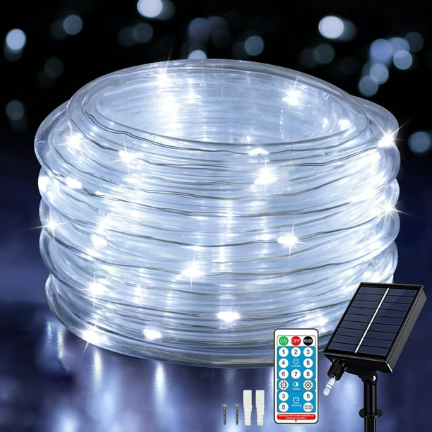 Luces solares tipo cuerda ANJAYLIA, 20 m, 200 LED, control remoto a prueba de agua
