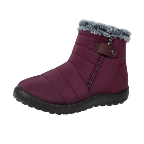 Insulated Winter Boots for Women with - Outdoor Footwear Zipper Closure Low Heel Cold Weather Trekking Shoes