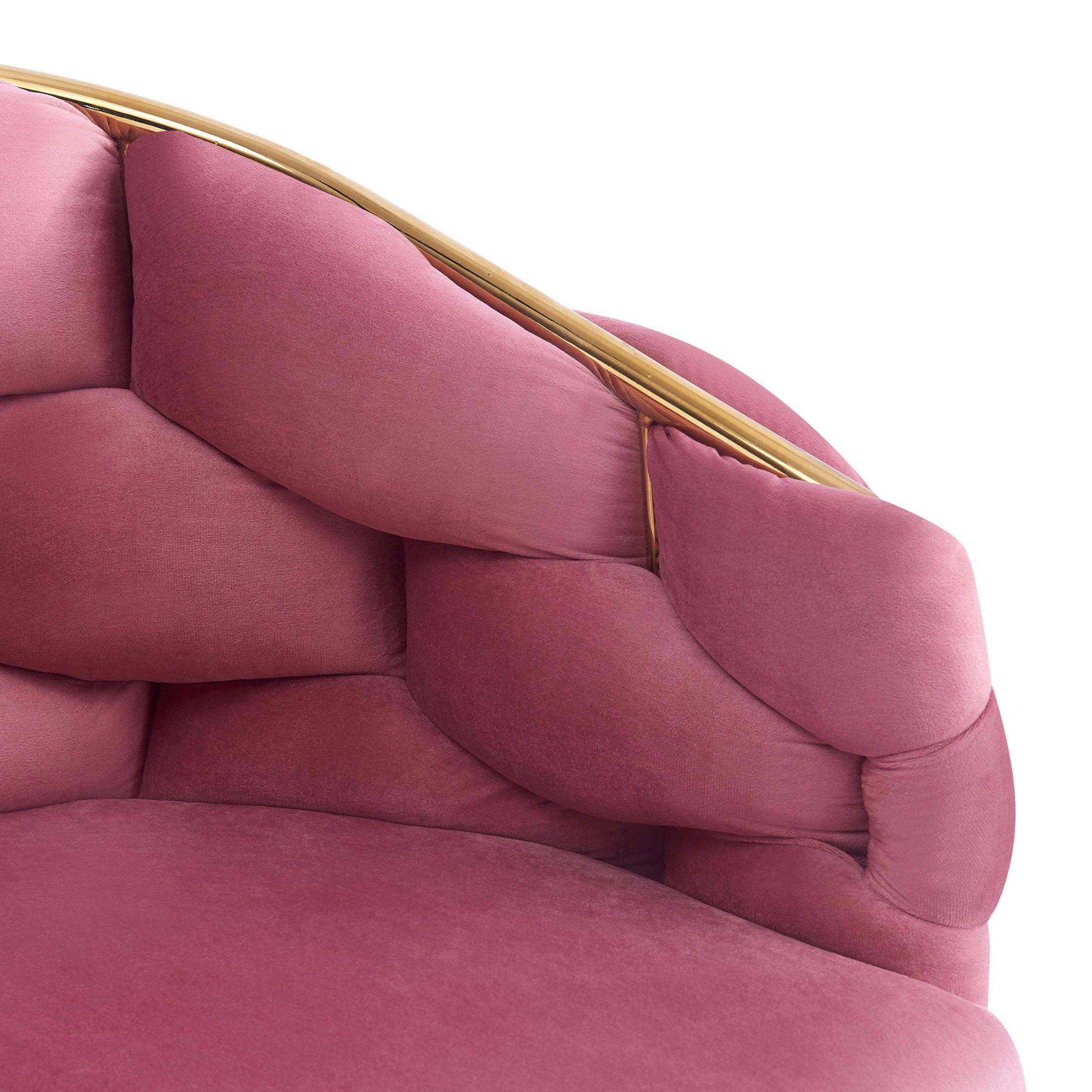 Elegant Velvet Accent Armchair with Gold Legs & Full Back Support, Pink