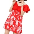 thumbnail image 1 of ENJOYW Swim Dress Loose V Neck Polyester Floral Tummy Control One-piece Swimdress for SummerPolyester, 1 of 7