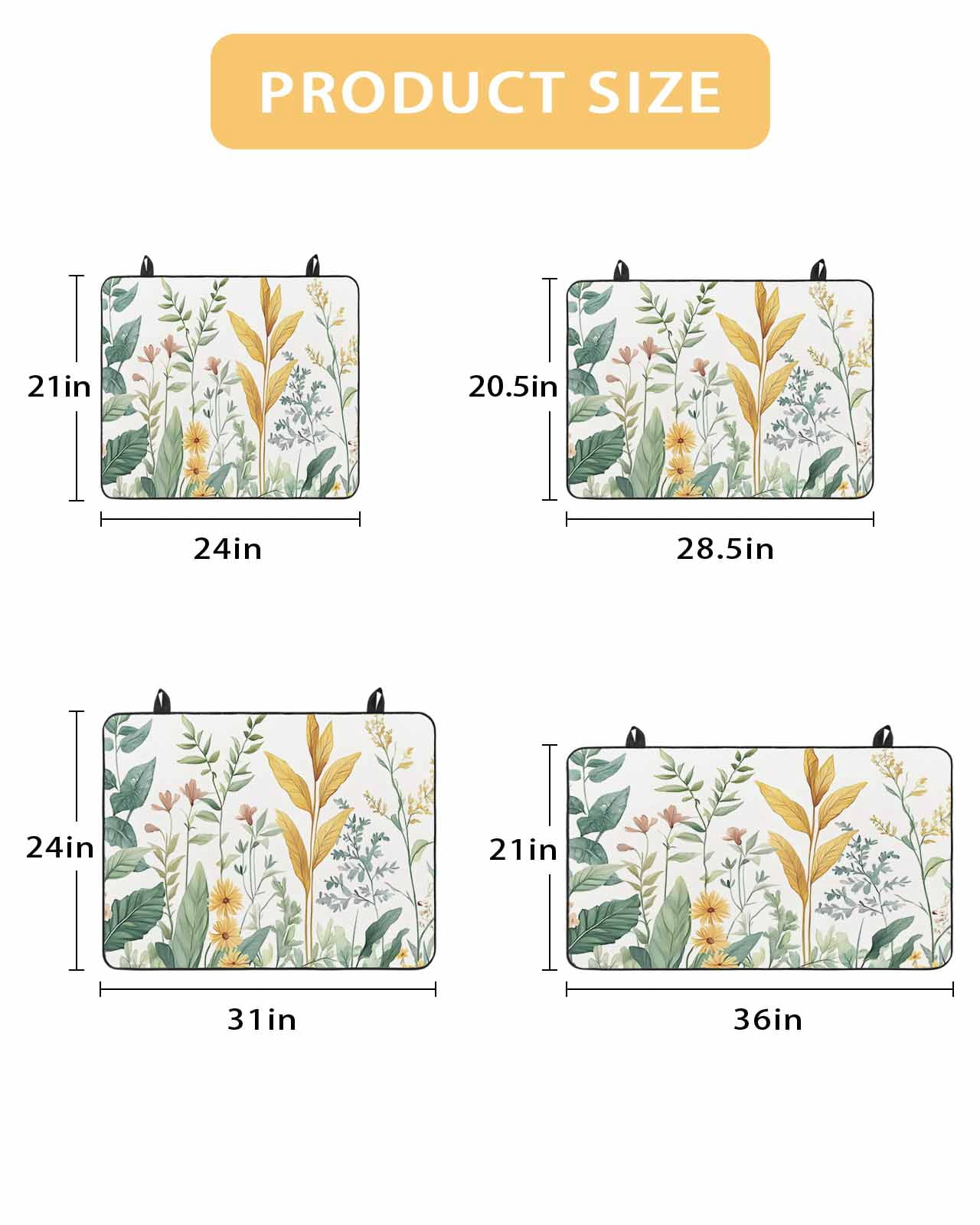 nqOlkjepod Large Induction Cooktop Protector Mat 28.5"x20.5", Yellow Green Botanical Stove Top Covers for Electric Stove, Rustic Watercolor Leaves Stove Burner Cover Mats, Glass Top Stove Cover