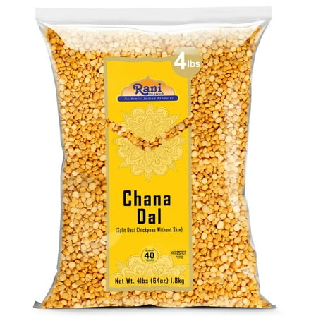 Rani Chana Dal (Split Desi Chickpeas without skin) 64oz (4lbs) 1.81kg ~ All Natural | Gluten Friendly | NON-GMO | Kosher | Vegan | Indian Origin