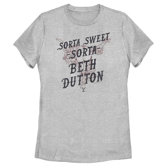 Women's Yellowstone Sorta Sweet Sorta Beth Dutton Cow Skull  Graphic T-Shirt