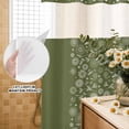 thumbnail image 3 of No Hook Shower Curtain, Japanese Shower Curtains for Bathroom with See Through Top Window, Green Rustic Retro Pastoral Floral Leaves Waterproof & Washable Bath Curtain Extra Long 72"x96", 3 of 9