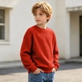thumbnail image 5 of Enjoytime Crewneck Sweatshirt Boys Solid Color Long Sleeve Pullover Tops Casual Warm Fall Winter Clothes for Kids, 5 of 7