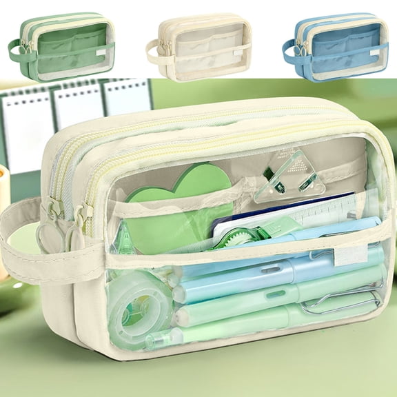 Pencil Pouch | Large Capacity Organizer | Double Zipper, Multiple Compartment Storage, Makeup Bag, High-Quality Durable Material | Multicolor | 20 x 12 x 8 cm
