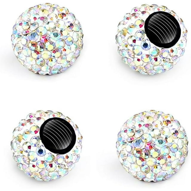 Yazoeia 4 PCS Car Tire Valve Stem Caps, Handmade Dustproof Crystal Rhinestone Auto Stem Air Cap Cover, Attractive Vehicle Exterior Accessories, Universal for Car Truck Motorcycle Bike (AB)