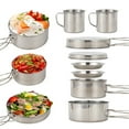 thumbnail image 4 of Camping Cookware Set 8-Piece Stainless Steel Cooking Pots and Pans Set with Plates and Cups for Outdoor Camping and Hiking, 4 of 8