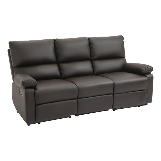 Homcom Modern 3 Seater Sofa With 2 Recliners Manual Side Handle Retracting Footrest And Pu Leather Fabric Brown Com Homcom Modern 3 Seater Sofa With 2, How To Remove Ball Pen Marks From Rexine Sofa