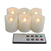 EcoGecko  Indoor Outdoor Flameless Warm Glow Votive Candles with Remote & Timer - Set of 6