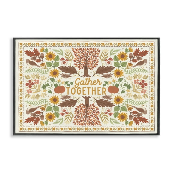 Stupell Industries Gather Together Pattern Landscape Painting Black Framed Art Prints Wall Art, 18 x 12