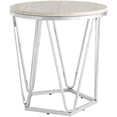 thumbnail image 1 of Table d'Appoint Ronde en Fausse Pierre 22 Pouces en Argent, 1 of 8