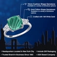 thumbnail image 2 of Gem Stone King 10K White Gold Green Malachite and Lab Grown Diamond Engagement Ring for Women | 5.74 Cttw | Cushion 10MM | Gemstone Birthstone | Size 5, 2 of 6