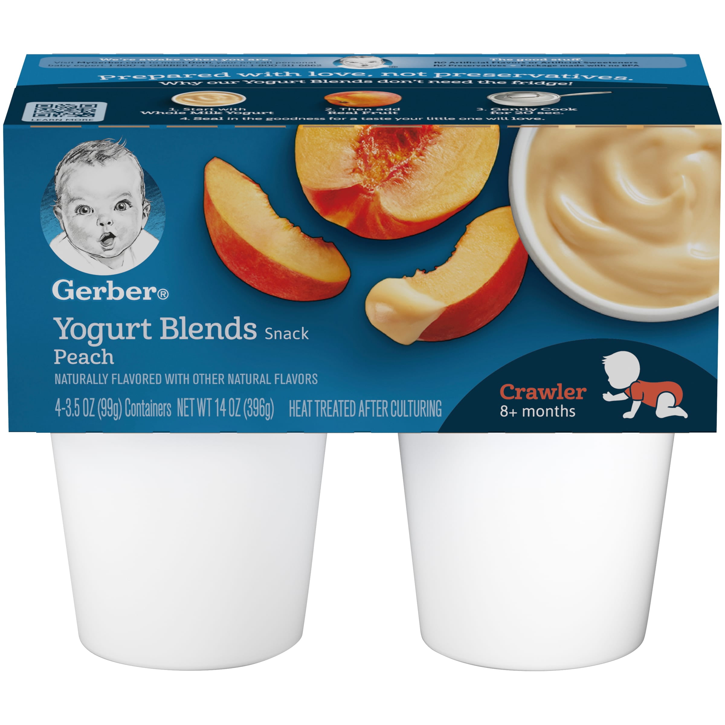 Gerber Yogurt Blends Snack Peach Yogurt, 3.5 oz Cups, 4 Count - Walmart.com - Walmart.com Gerber Yogurt Blends Snack Peach Yogurt, 3.5 oz Cups, 4 Count - Walmart.com - Walmart.com