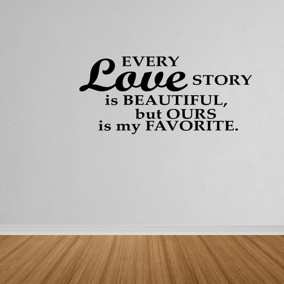 Empresal Every Love Story Is Beautiful Heart Vinyl Lettering Wall Decor Black 28"Hx13"W DP339