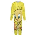 thumbnail image 4 of Looney Tunes Tweety Men's Hooded Jumpsuit - Zip Up One Piece Pajamas Soft Cozy Winter Warm Plush Loungewear, 4 of 8