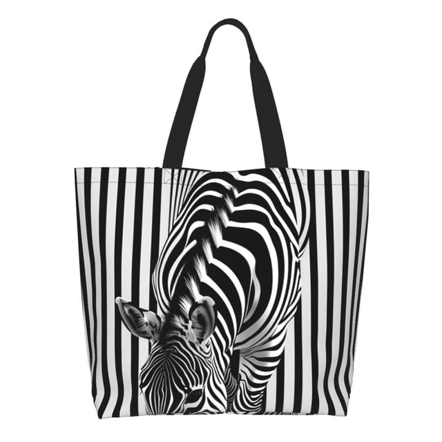 Disketp Optical Zebra Illusion Bolsa Tote Estampada para Mujer, Bolso de Hombro y de Mano para Compras y Viajes