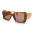 thumbnail image 4 of Womens Mod Beveled Thick Plastic Rectangular Fashion Sunlgasses [All Brown], 4 of 7