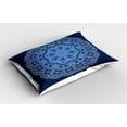 thumbnail image 2 of Ambesonne Blue Mandala Pillow Sham 2 Pack, Ornate Flower, 36"x20", Dark Blue White and Blue, 2 of 3