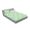 thumbnail image 2 of Ambesonne Green Fitted Sheet & Pillow Sham Set, Clovers Moroccan, Full, White Green, 2 of 2