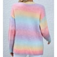 thumbnail image 4 of Womens Long Sleeve Sweater Casual Knit LightWeight Spring Summer Clothing Multicolor Top Rainbow 2XL, 4 of 5