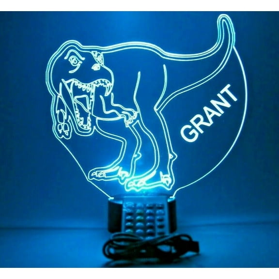 Dinosaur Light Up Lamp LED Personalized Animal Dinosaur Night Light Engraved Dino Table Lamp, Our Newest Feature - It's Wow, with Remote, 16 Color Options, Dimmer, Free Engraved, Great Gift