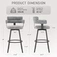 thumbnail image 5 of Hausfame 30" Swivel Bar Height Bar Stools, Linen Upholstered Full Back & Durable Metal Footrest, Grey, Set of 2, 5 of 9