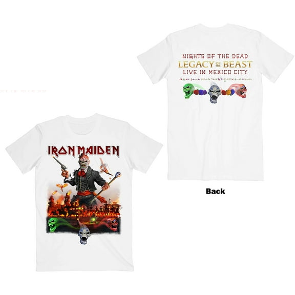 Iron Maiden Unisex T-Shirt Legacy of the Beast Live In Mexico City (Back Print) (Small)
