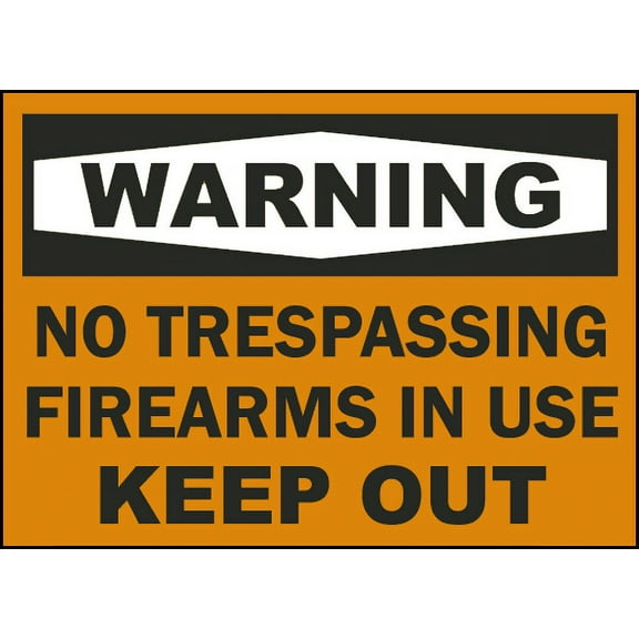 Vinyl Stickers - Firearms in Use Keep Out Sign - Safety and Warning Warehouse Signs Stickers - 3.5" x 5" - 3 Pack