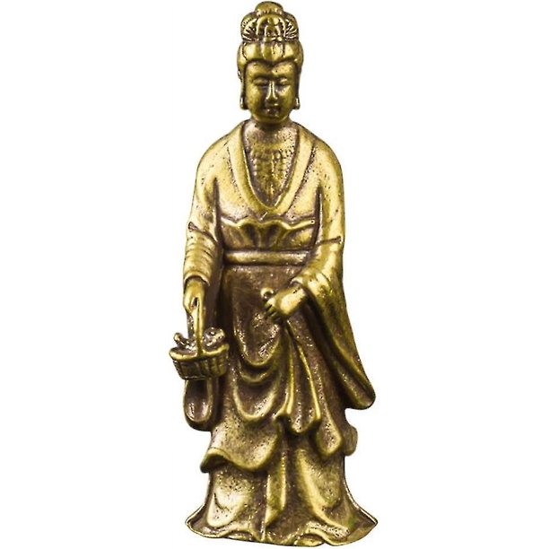 Estatua de Guan Yin de latón, figura femenina de Buda Kuan Yin, escultura china de Feng Shui, mesa