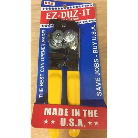 EZ DUZ IT Made in the USA Manual CAN OPENER w/ Yellow Grips AMERICAN Made