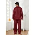 thumbnail image 3 of U2SKIIN Mens Silk Pajamas Set, Long Sleeve Satin Pajamas for Men Sleepwear Button Down Pjs Set Two-piece（Burgundy, Medium）, 3 of 5