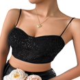 thumbnail image 4 of Women‘s Summer Mini Sling Vest Sleeveless Backless Low Cut Mesh Sequins Crop Tops, 4 of 7