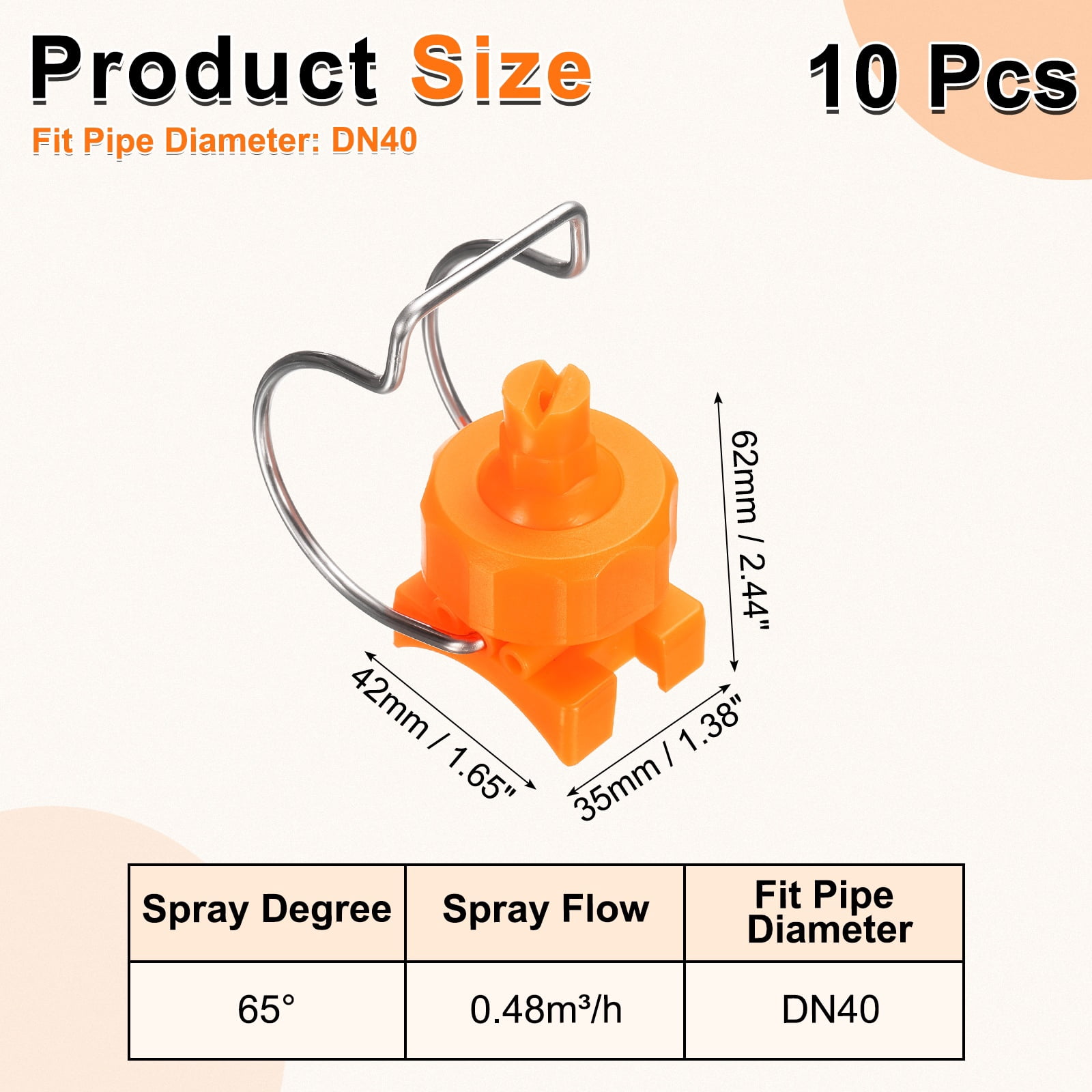 Uxcell 10 Pack Flat Fan Spray Tip, 65 Degree Spray Nozzle with Clip Adjustable Plastic Yellow Nozzles Fit 1-1/2" Hose, 0.48 Cubic Meters Per Hour