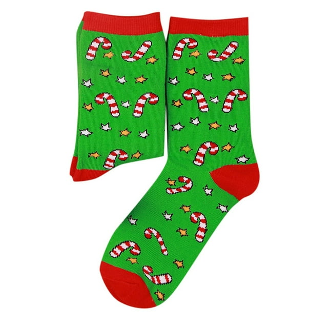 TIEVOSA Bas Mi-Mollet Imprimés de Noël Bas pour Femmes Chaussettes Festives (Vert)