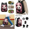 thumbnail image 2 of xixirimido Cute Panda Pink Floral Print Backpack Set for Kids Boys Girls School Bag with Lunch Bag Pencil Bag Primary Elementary Bookbag 3 Pcs Set, 2 of 4