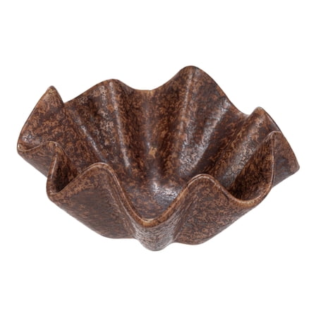 Creative Co-Op Round Stoneware Ruffled Bowl with Reactive Glaze, Brown