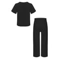 thumbnail image 5 of inlzdz Kids Girls Solid color Short Sleeve Irregular Hem T-shirt with Loose Pants Casual Sport Black 110/1, 5 of 7